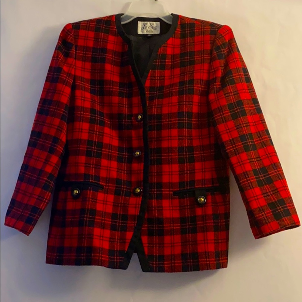 Black & Red Plaid Blazer 14P